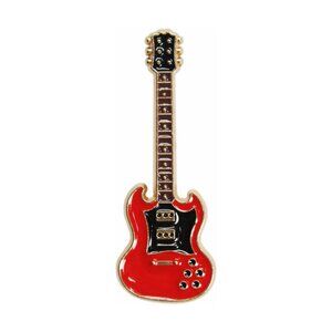 Red Cutaway Electric Guitar - 1980s Jazz Rock Metal Music Instrument Apparel NWT